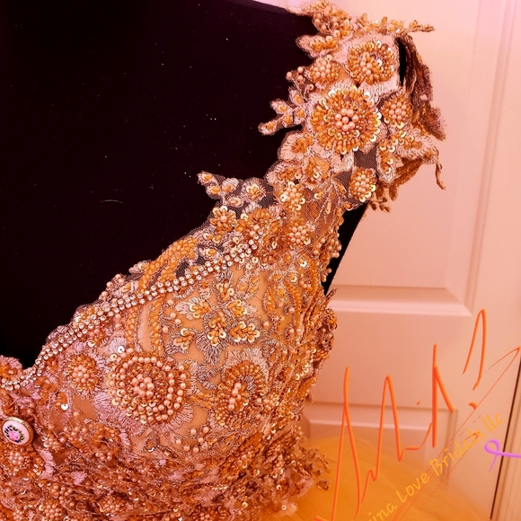 DELIA Custom Order Gold Lace Gatsby Wedding Gown - Picture 4 of 8